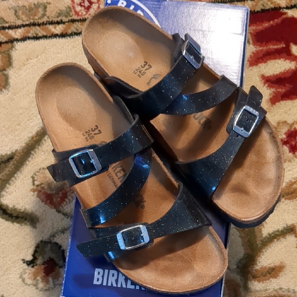 Birkenstock Salina Black Sandals with Adjustable Straps & Cork Footbed Size 37N - Picture 2 of 12